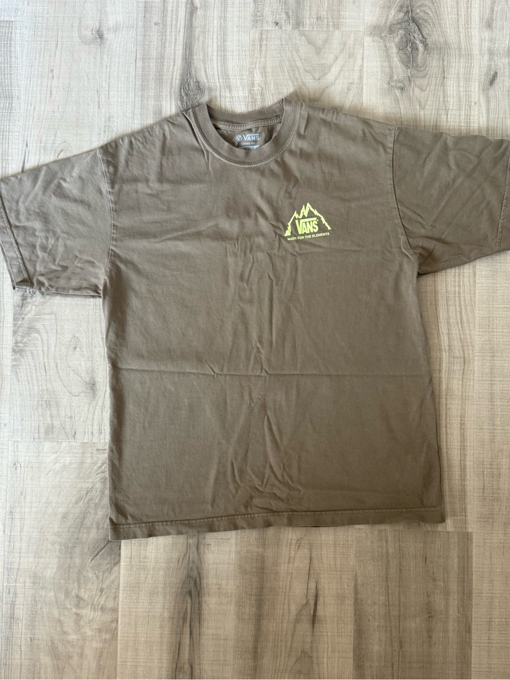 Vans Brown Short Sleeve Tee with Neon Yellow Logo